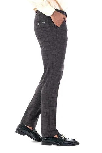 CP81 I BARABAS PLAID PANTS SLIM FIT I WINE-BROWN