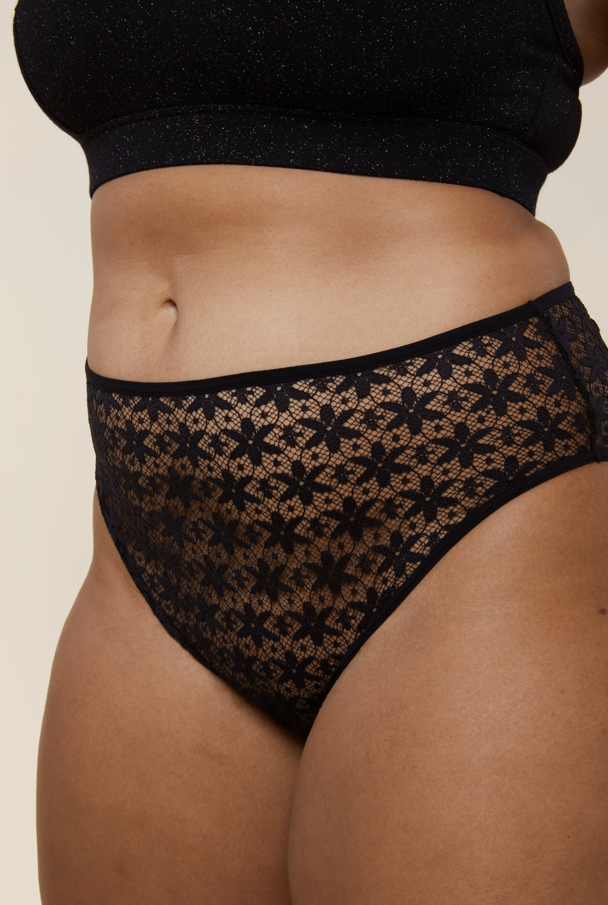 Culotte Taille Haute Dentelle - Pirate Black