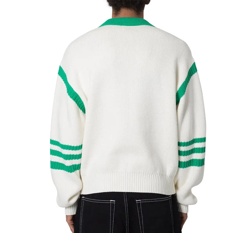 Custom Wholesale 100% Cotton Men Pullover Knit Sweater - Color Block Design Polo Collar OEM/ODM Manufacturer