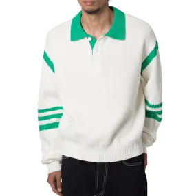 Custom Wholesale 100% Cotton Men Pullover Knit Sweater - Color Block Design Polo Collar OEM/ODM Manufacturer