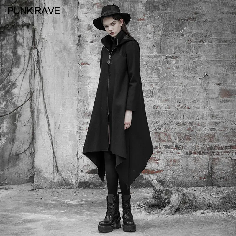 Dark Loose Irregular Woolen Coat