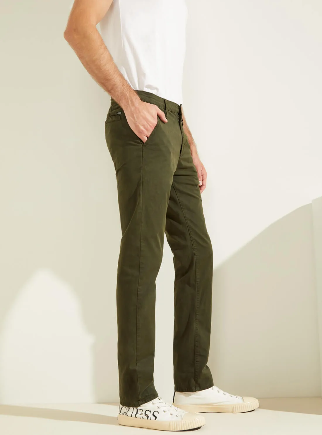 Deep Green Slim Fit Lonita Twill Chino Pants