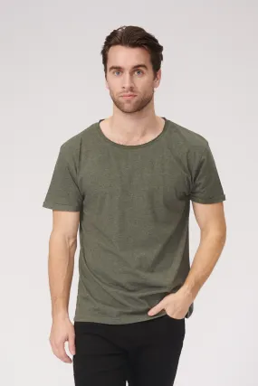 Deep Neck T-shirt - Mottled Green