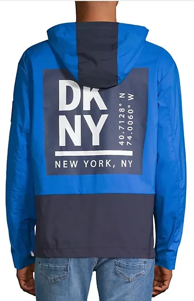 DKNY Colorblock Hooded Rain Jacket Men