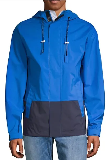 DKNY Colorblock Hooded Rain Jacket Men