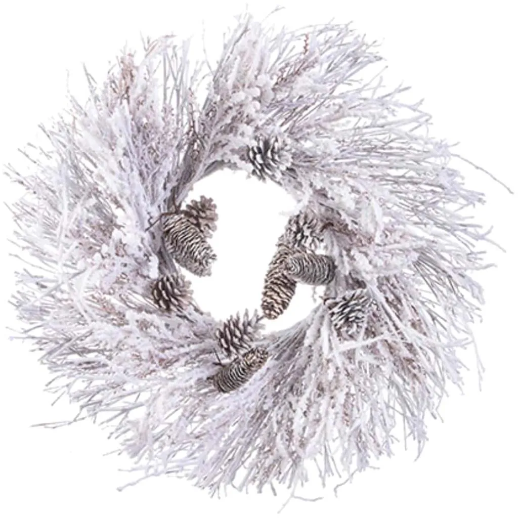 Dried Branch Snowcover Wreath 24In