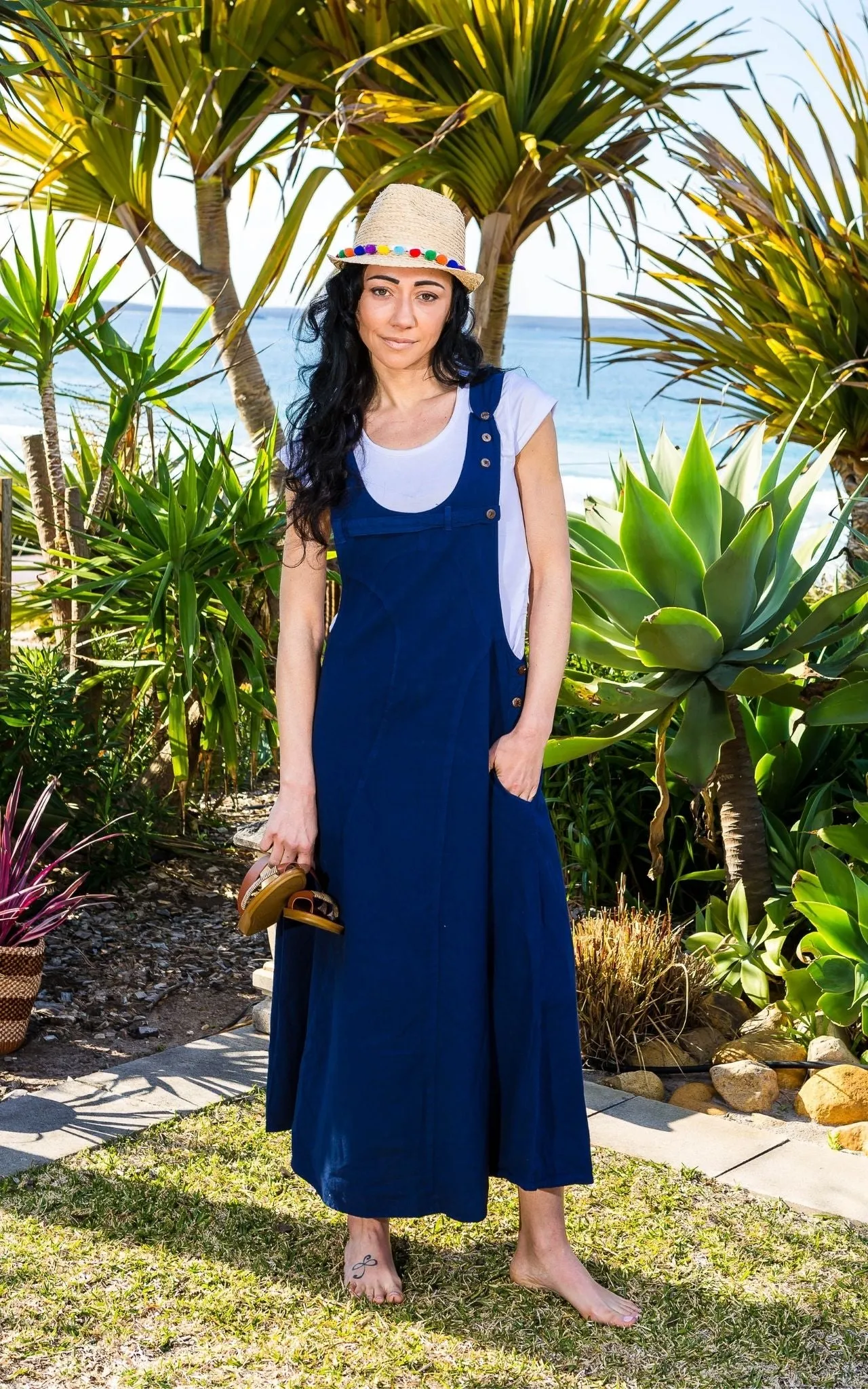 Dungaree Dress - Dark Blue