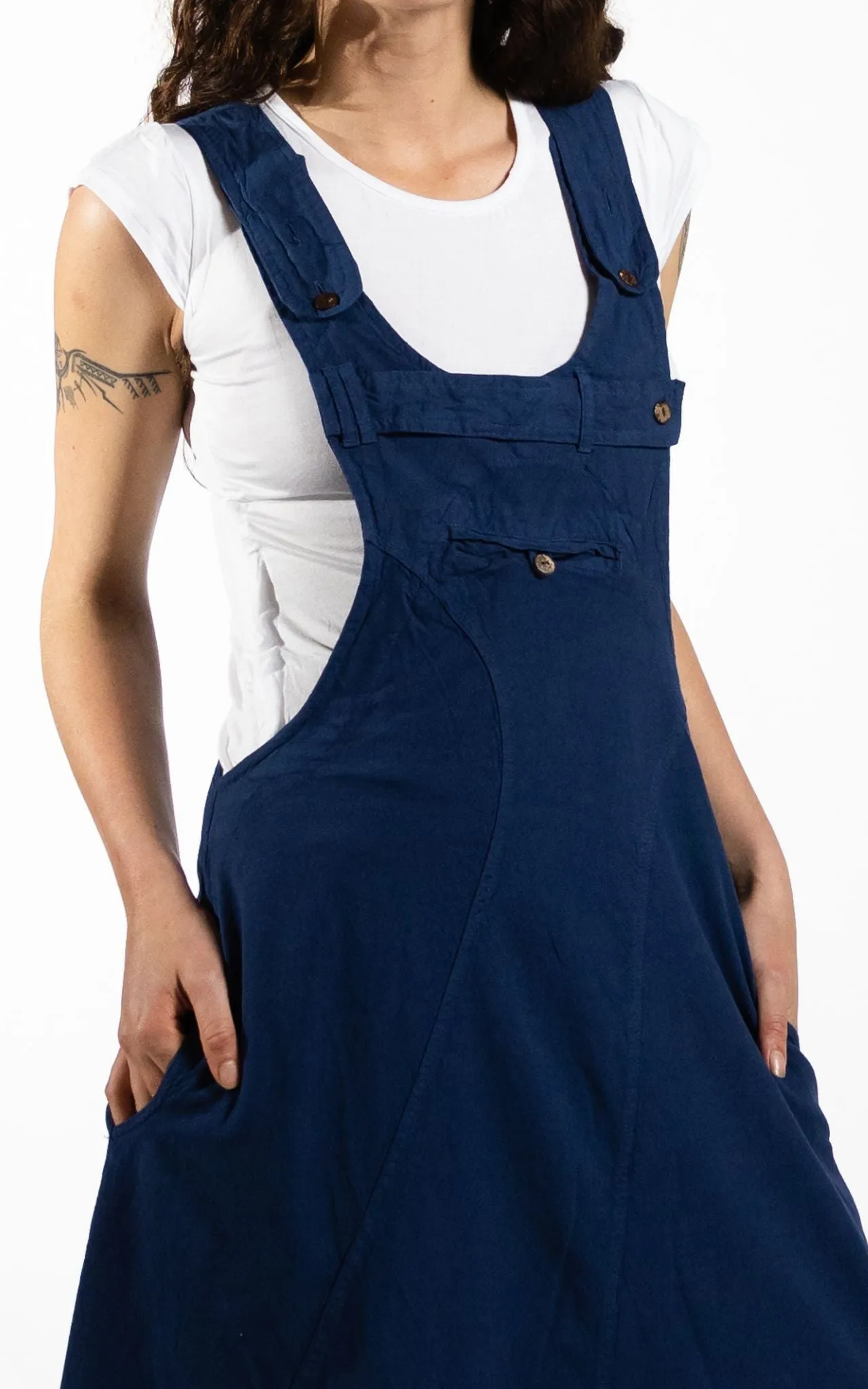 Dungaree Dress - Dark Blue