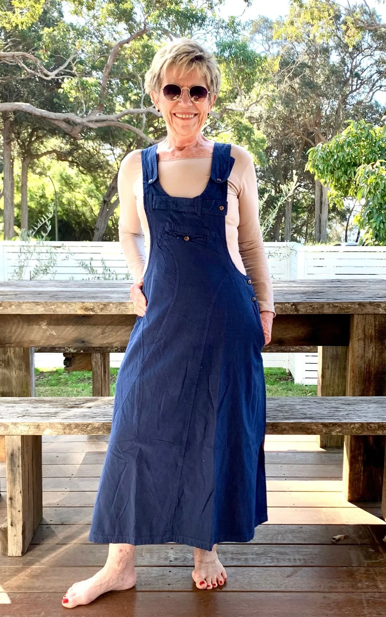 Dungaree Dress - Dark Blue