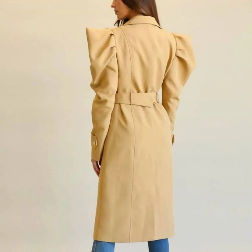 Dyan - Solid Stretch Woven Fabric Coat