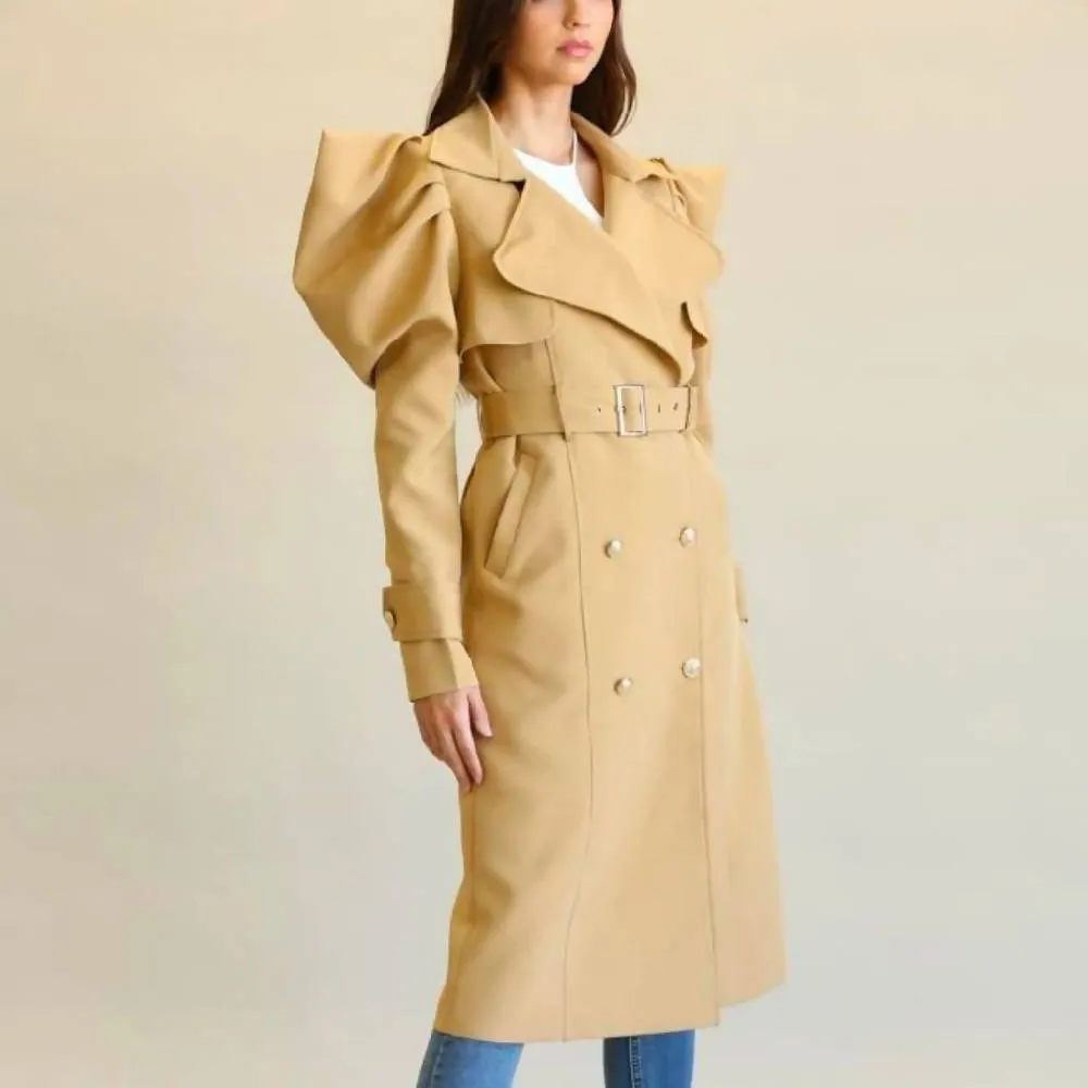 Dyan - Solid Stretch Woven Fabric Coat