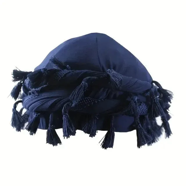 Edgy Cotton Bandana Beanie with Fringe Tail