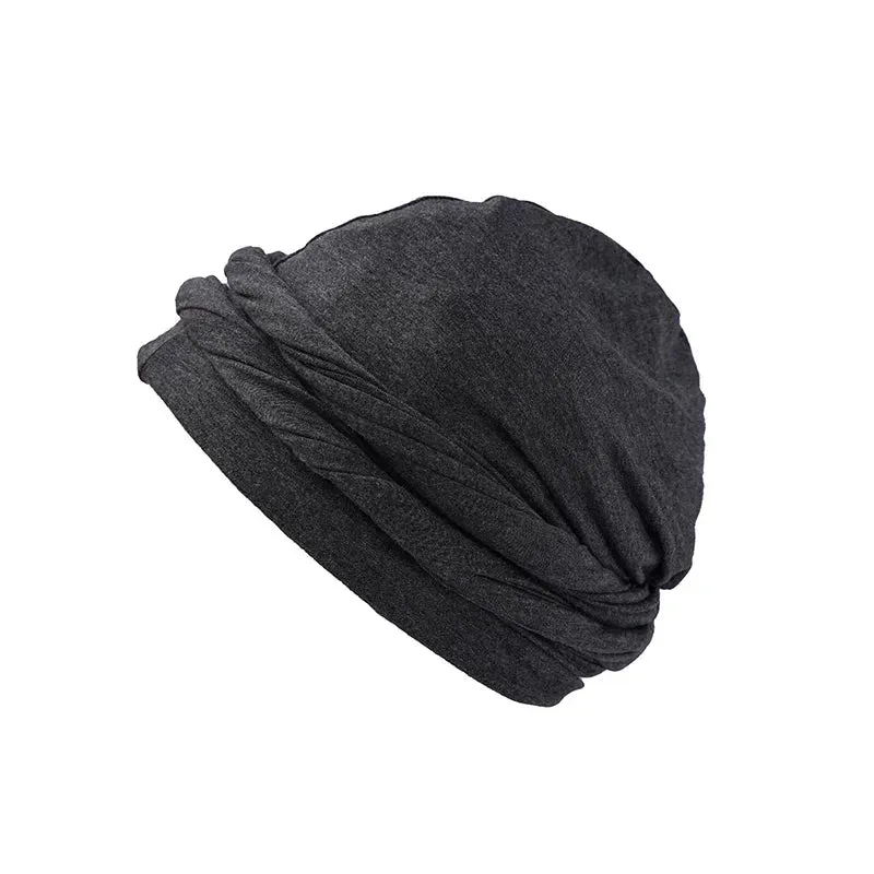 Edgy Cotton Bandana Beanie with Fringe Tail