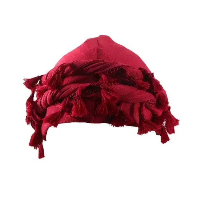 Edgy Cotton Bandana Beanie with Fringe Tail