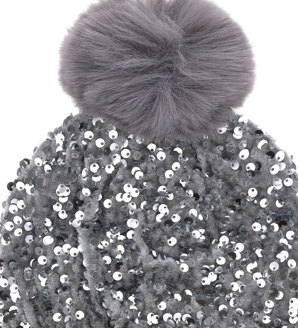 ELEGANT SEQUIN POM BEANIE