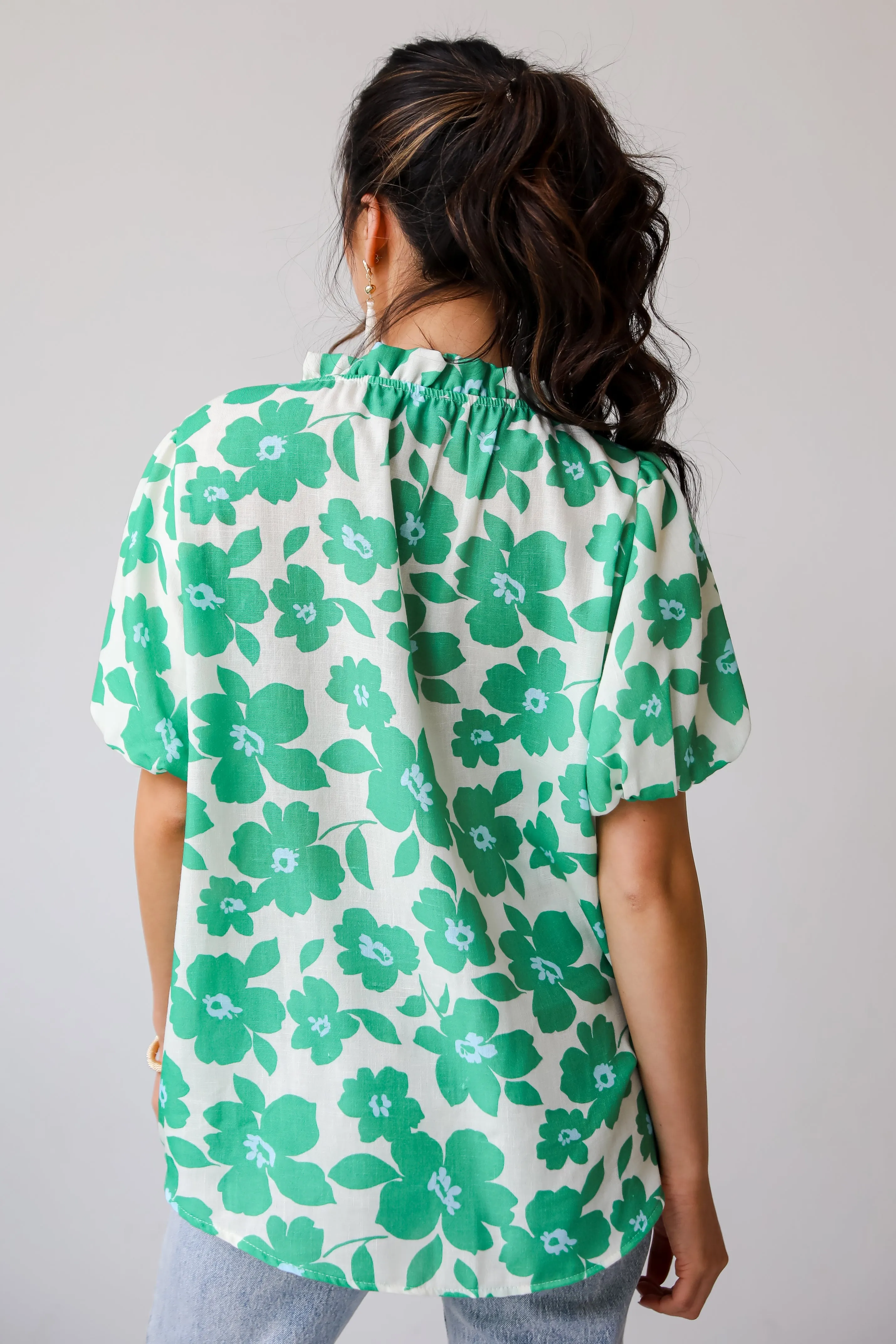 Embrace The Aesthetic Green Floral Blouse