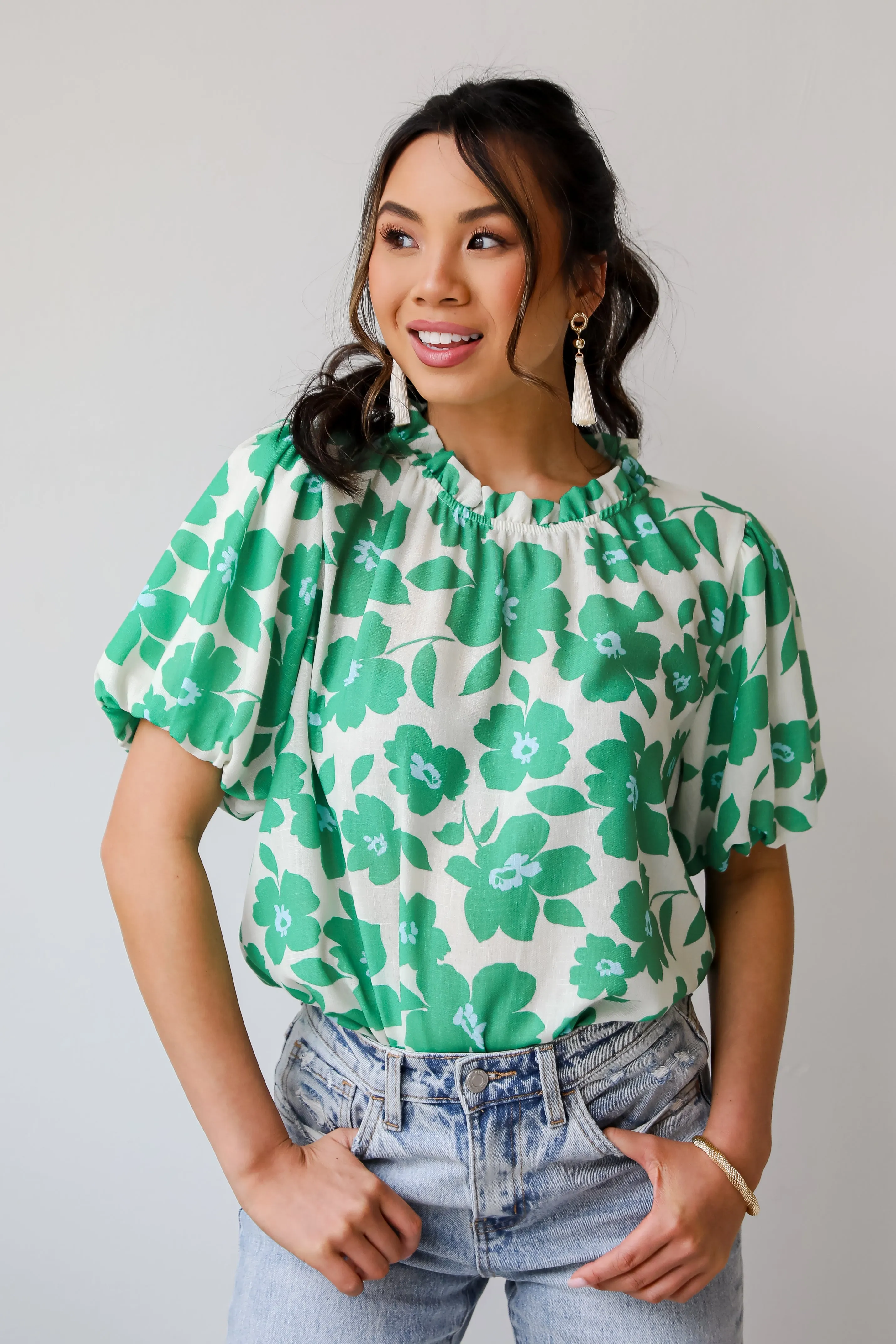 Embrace The Aesthetic Green Floral Blouse