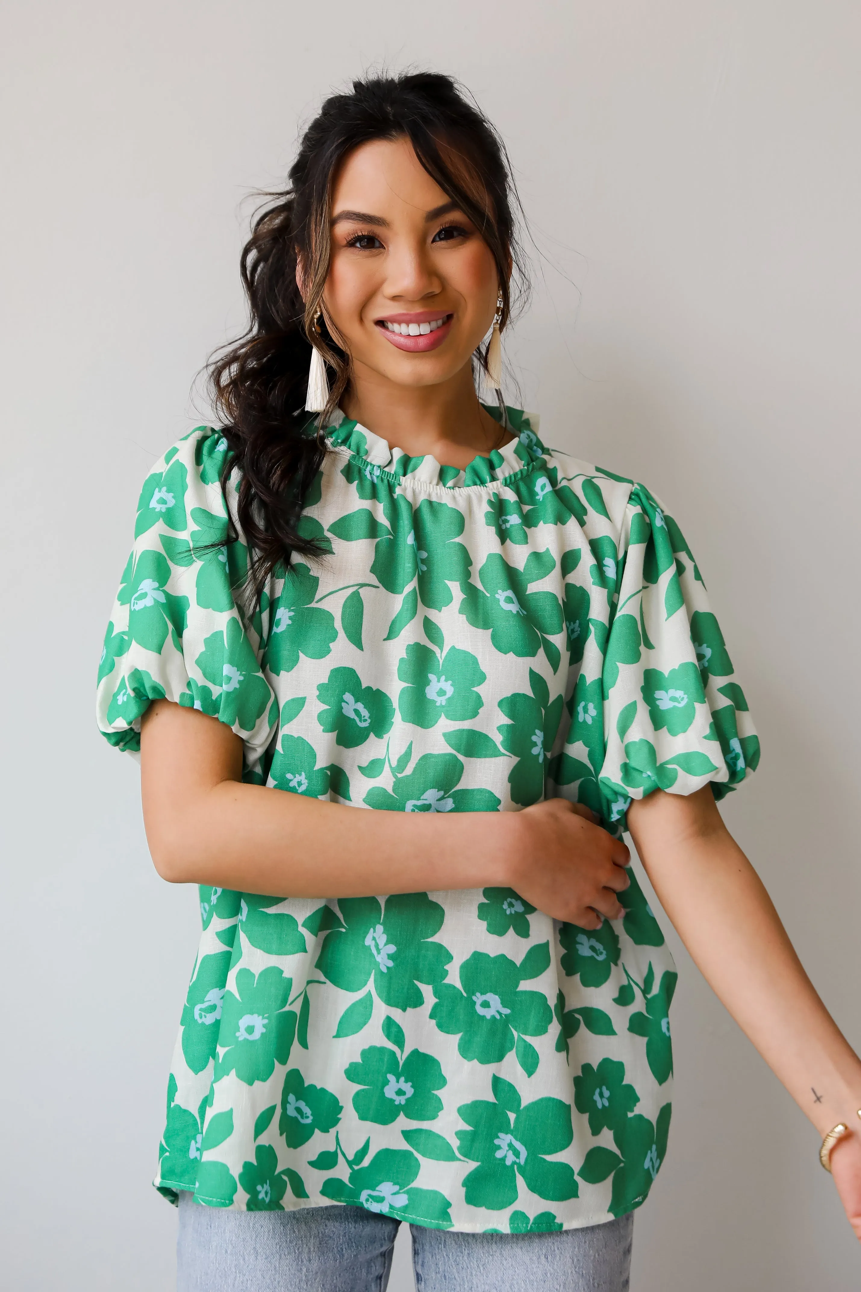 Embrace The Aesthetic Green Floral Blouse