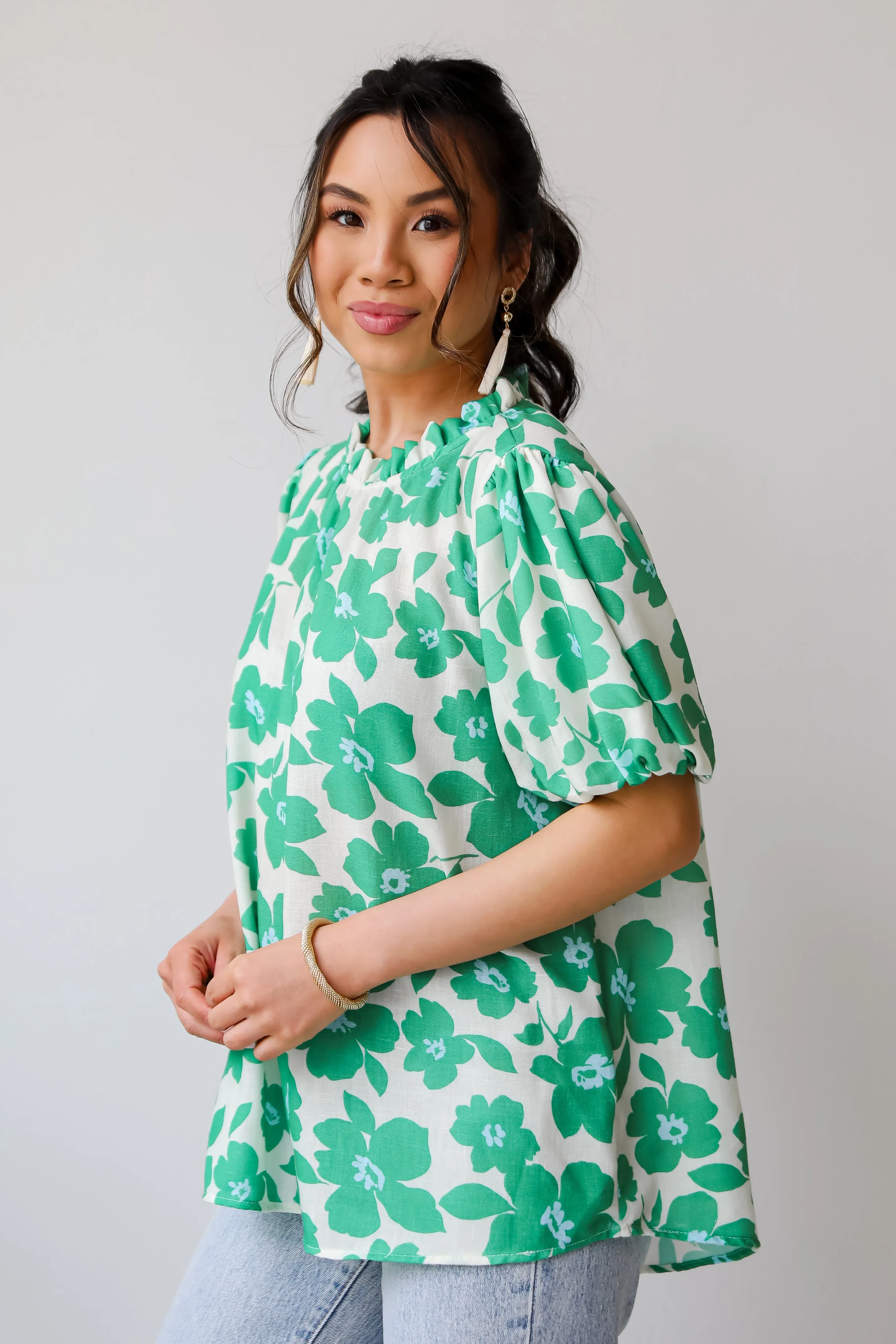 Embrace The Aesthetic Green Floral Blouse