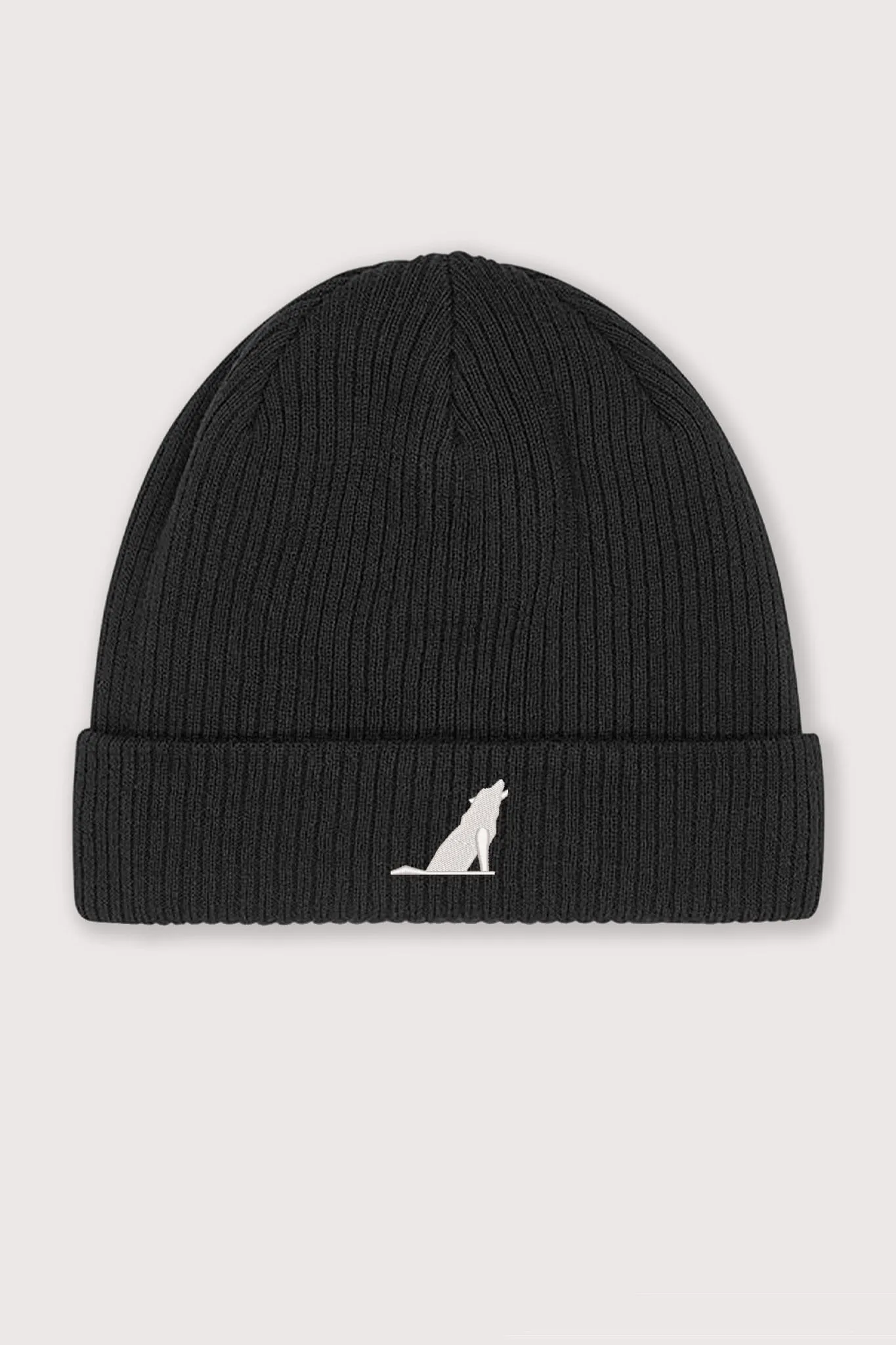 Embroidered Wolf Organic Beanie