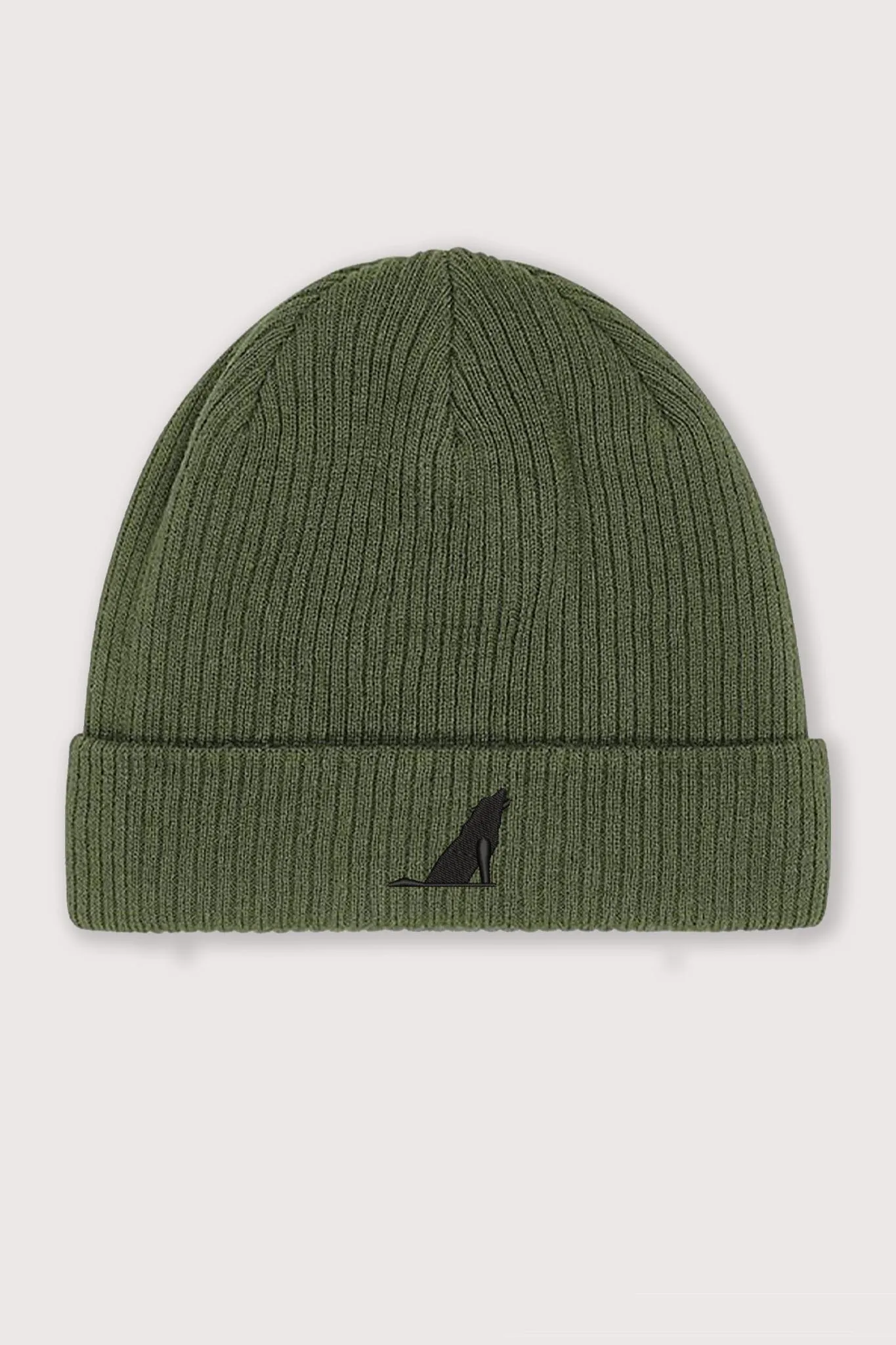 Embroidered Wolf Organic Beanie