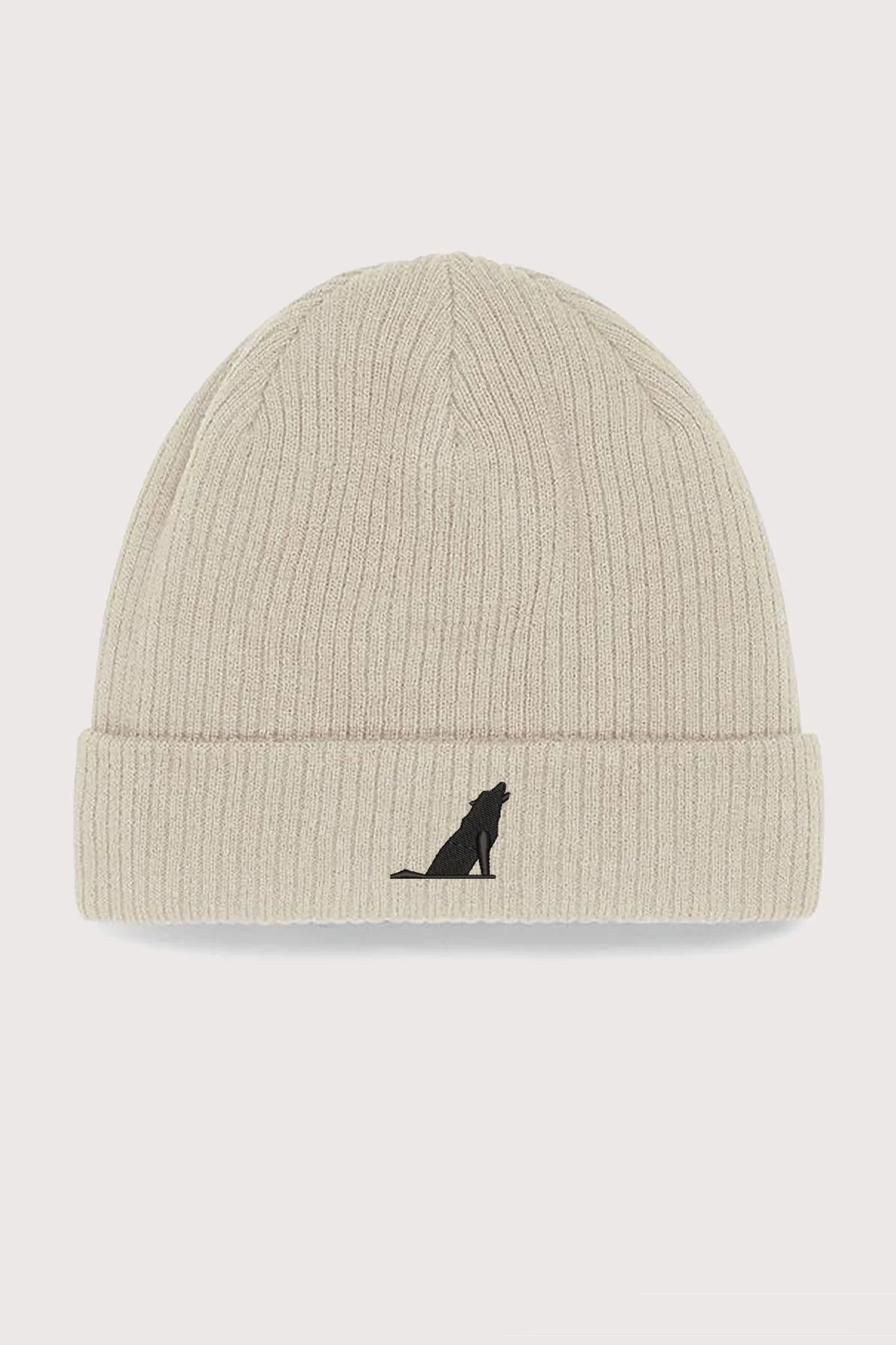 Embroidered Wolf Organic Beanie