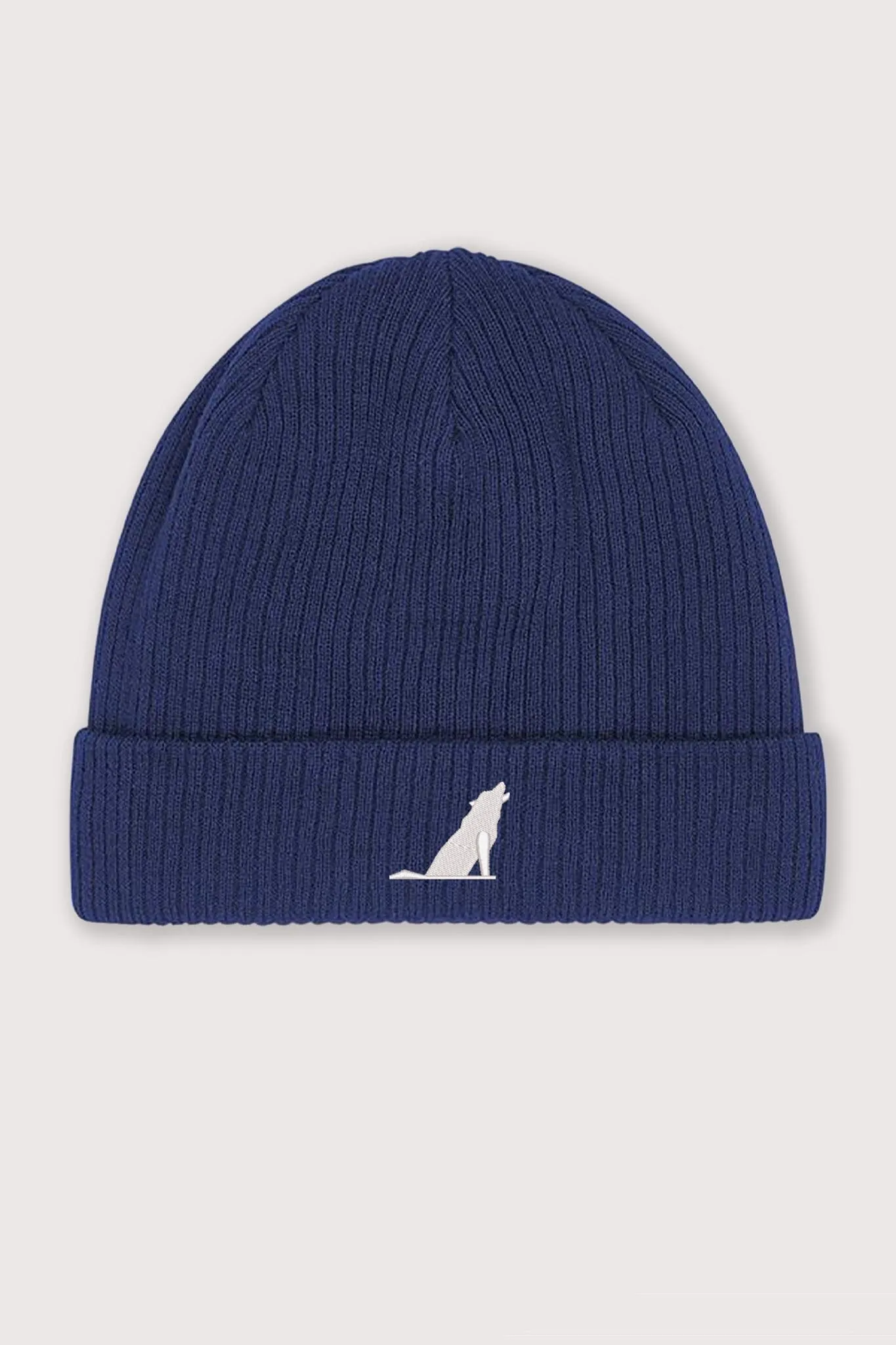 Embroidered Wolf Organic Beanie