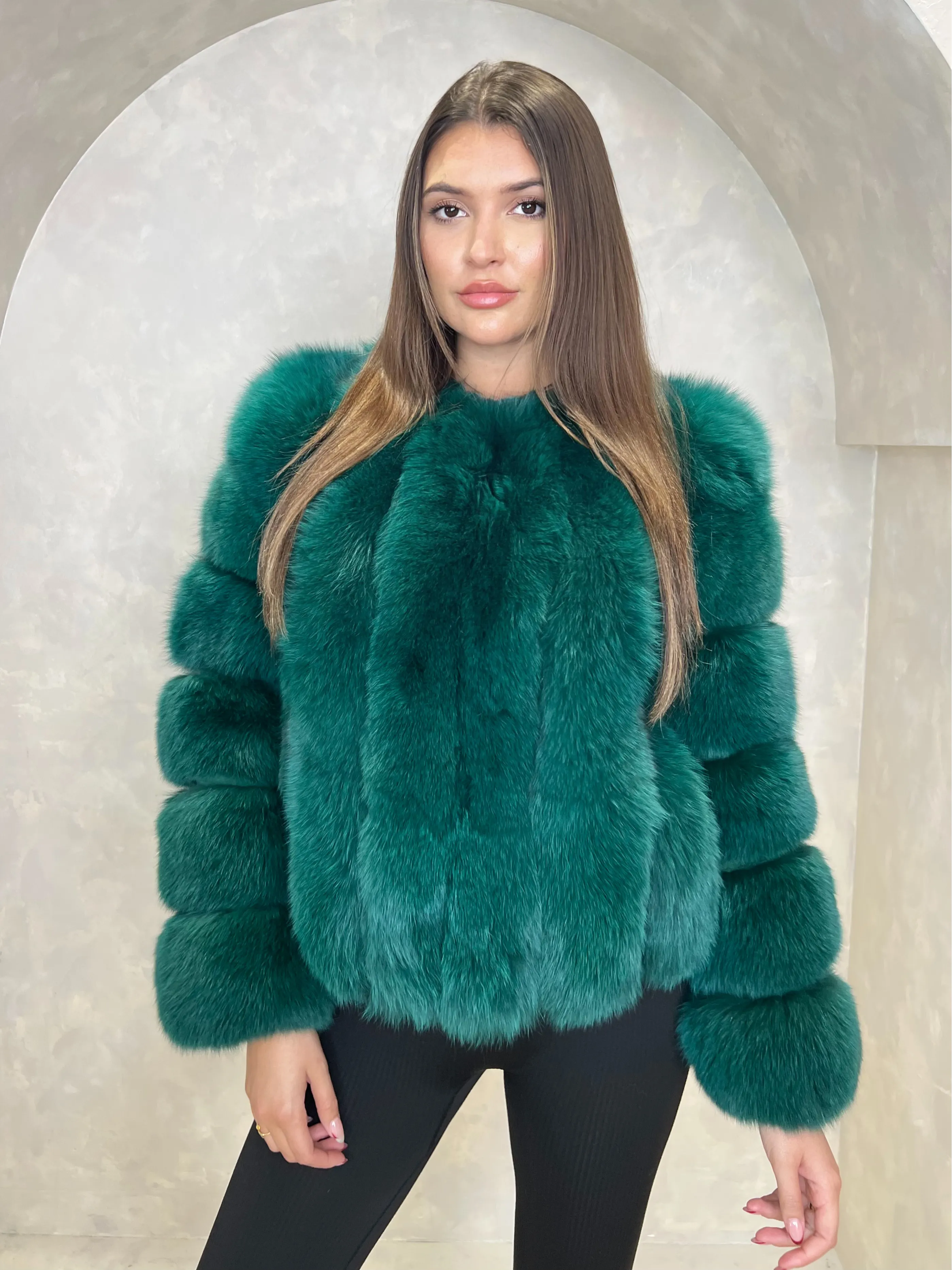 Emerald Luxury Fur Vertical Pelt Coat