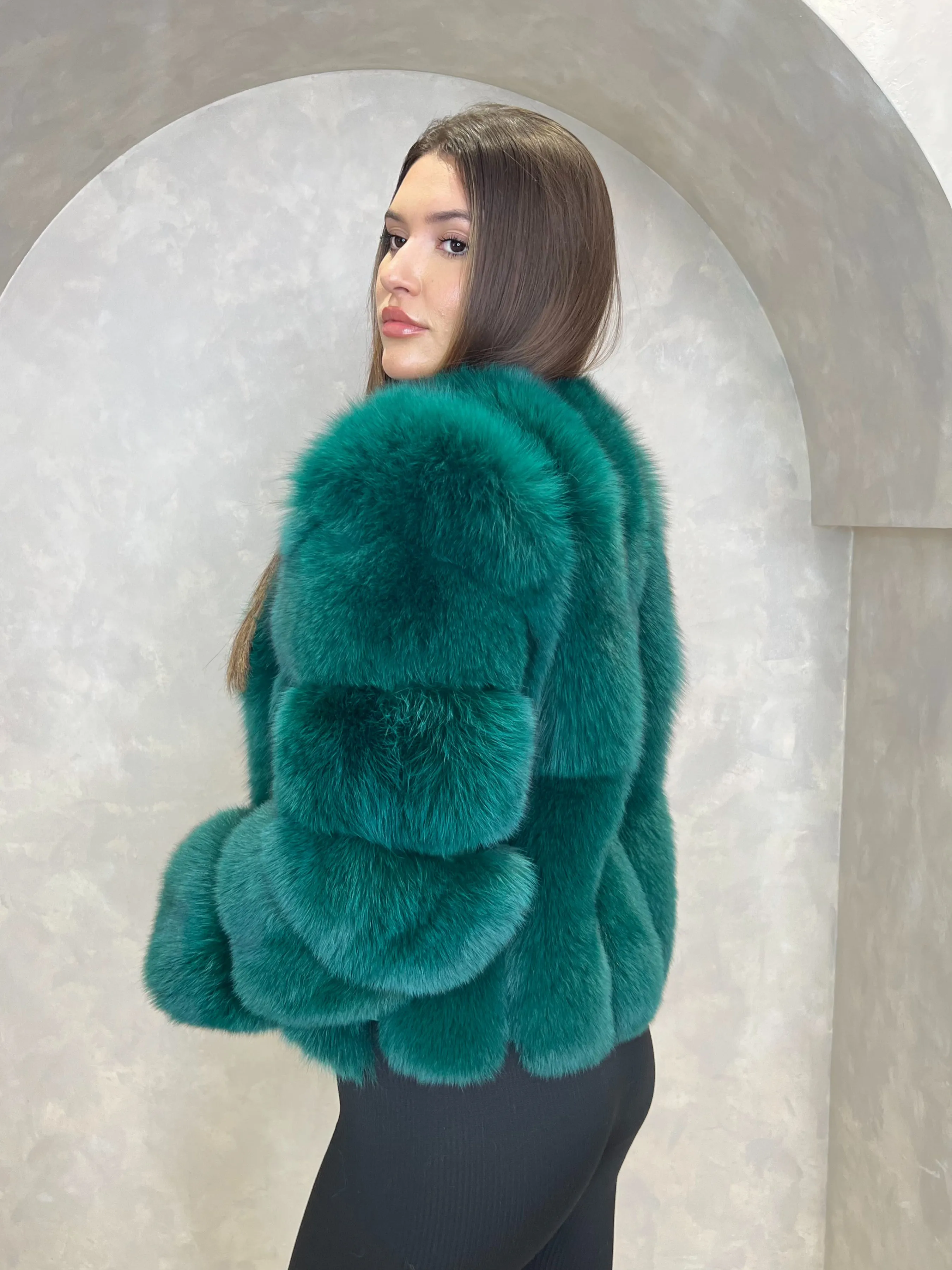 Emerald Luxury Fur Vertical Pelt Coat