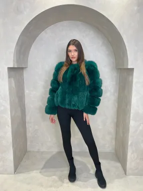 Emerald Luxury Fur Vertical Pelt Coat