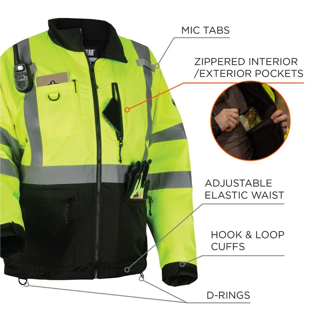 Ergodyne 23424 #8351 L Lime Hi-Vis Windbreaker Water-Resistant Jacket