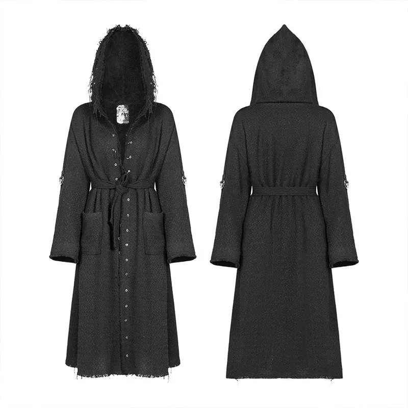 Eyelet Dark Burrs Loose Long coat  (with belt)