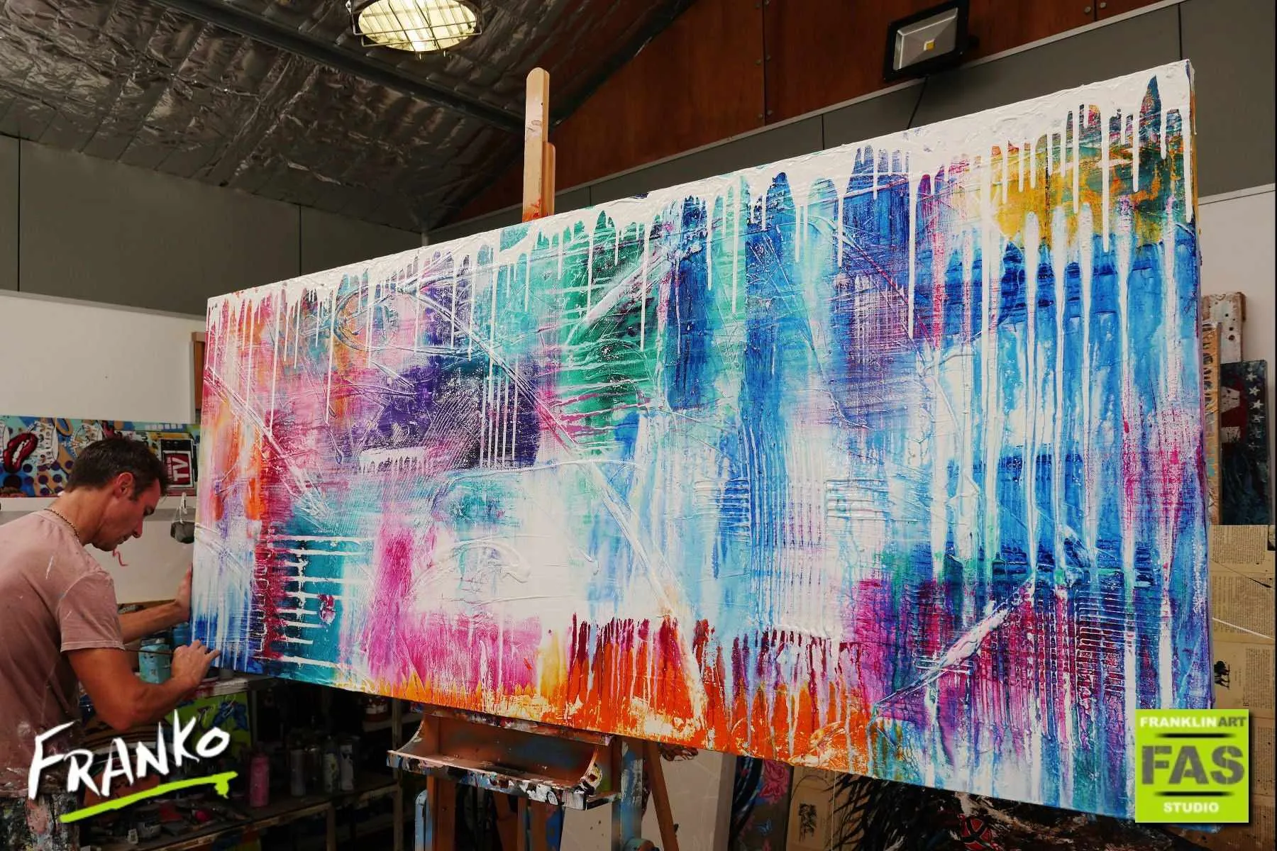 Factor 10 Grunge 240cm x 100cm Colourful Abstract Painting (SOLD)