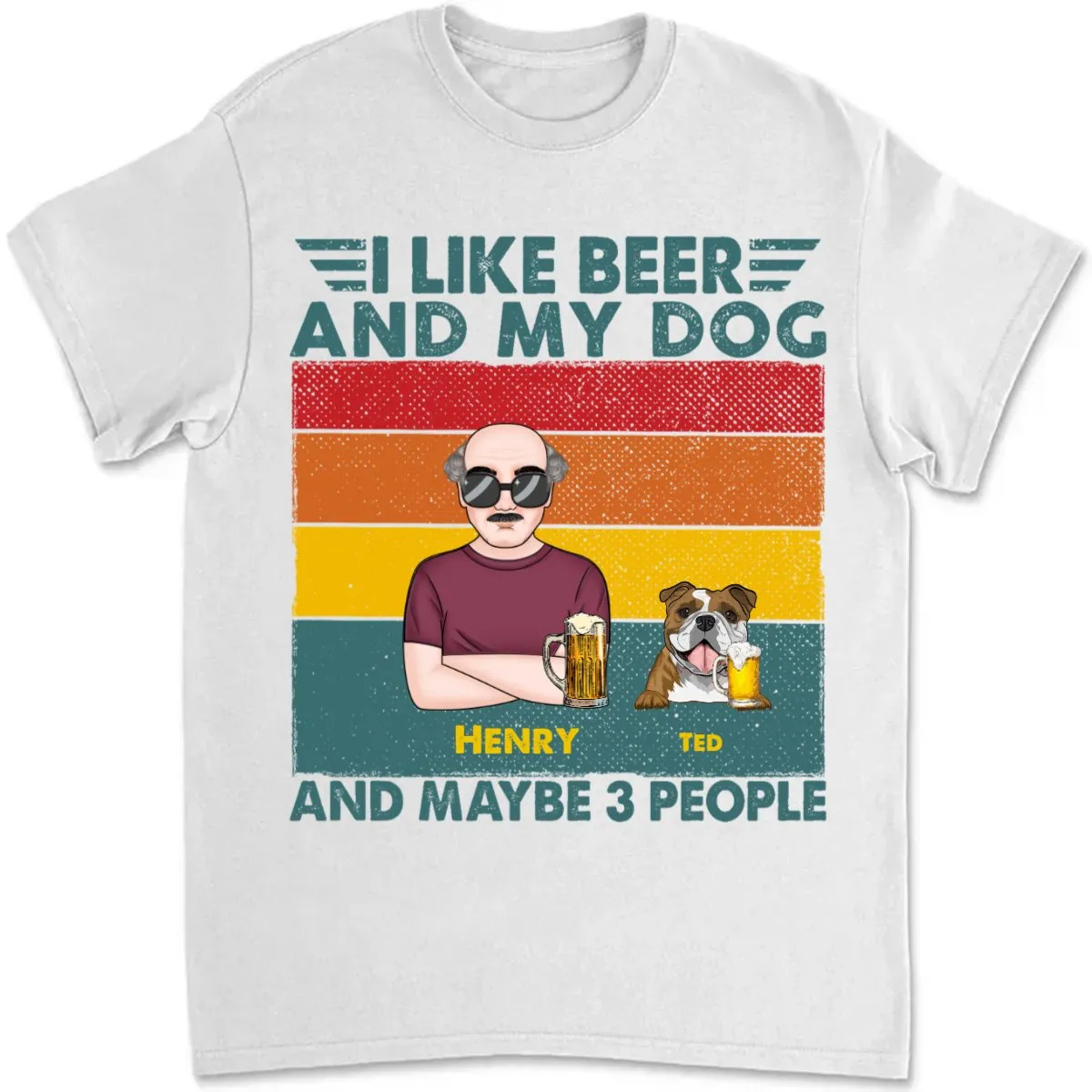 Father - I Like Bourbon, Beer, And My Dogs - Personalized Unisex T-Shirt