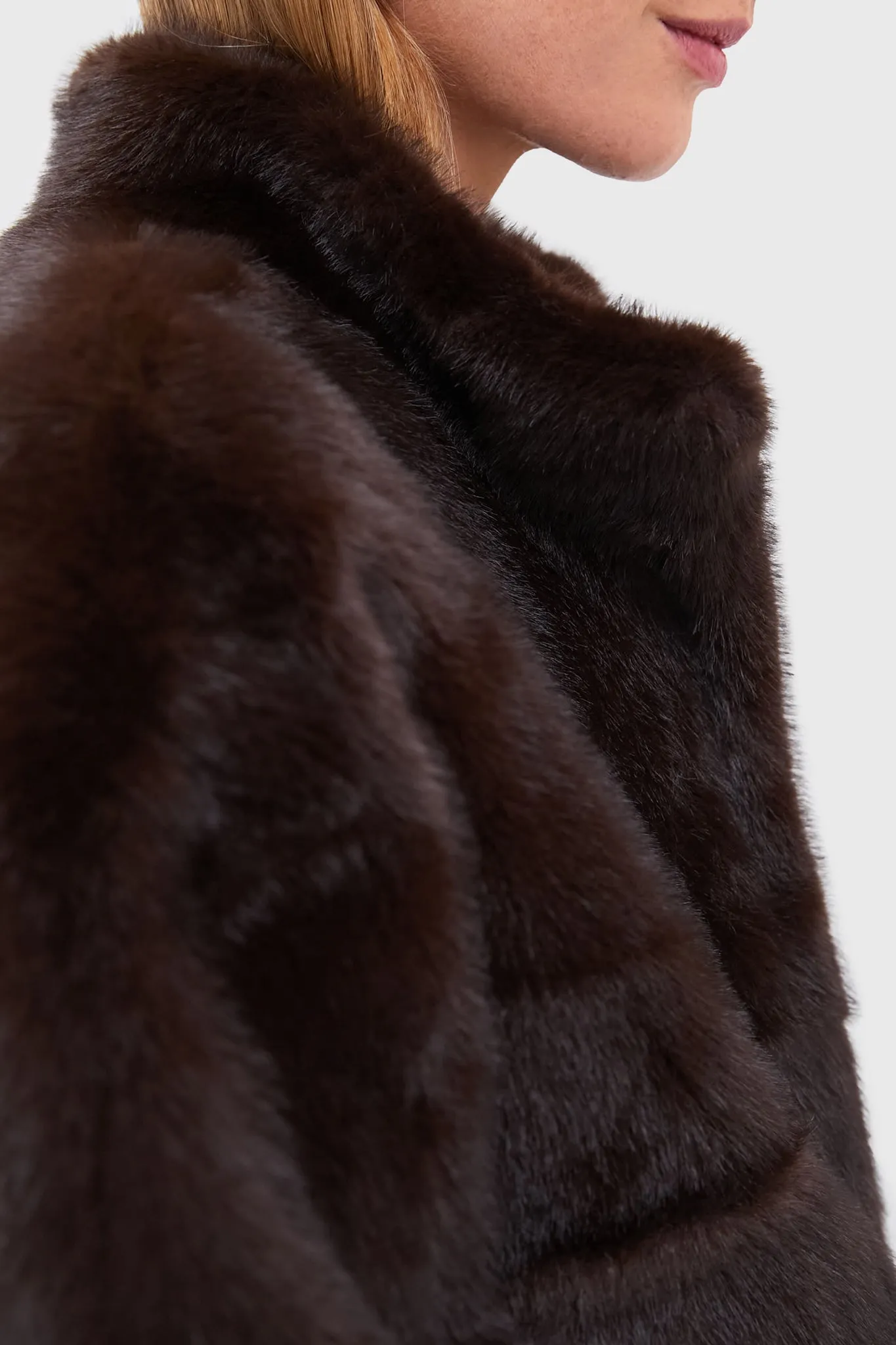 Faux Fur Chocolate Paros Coat