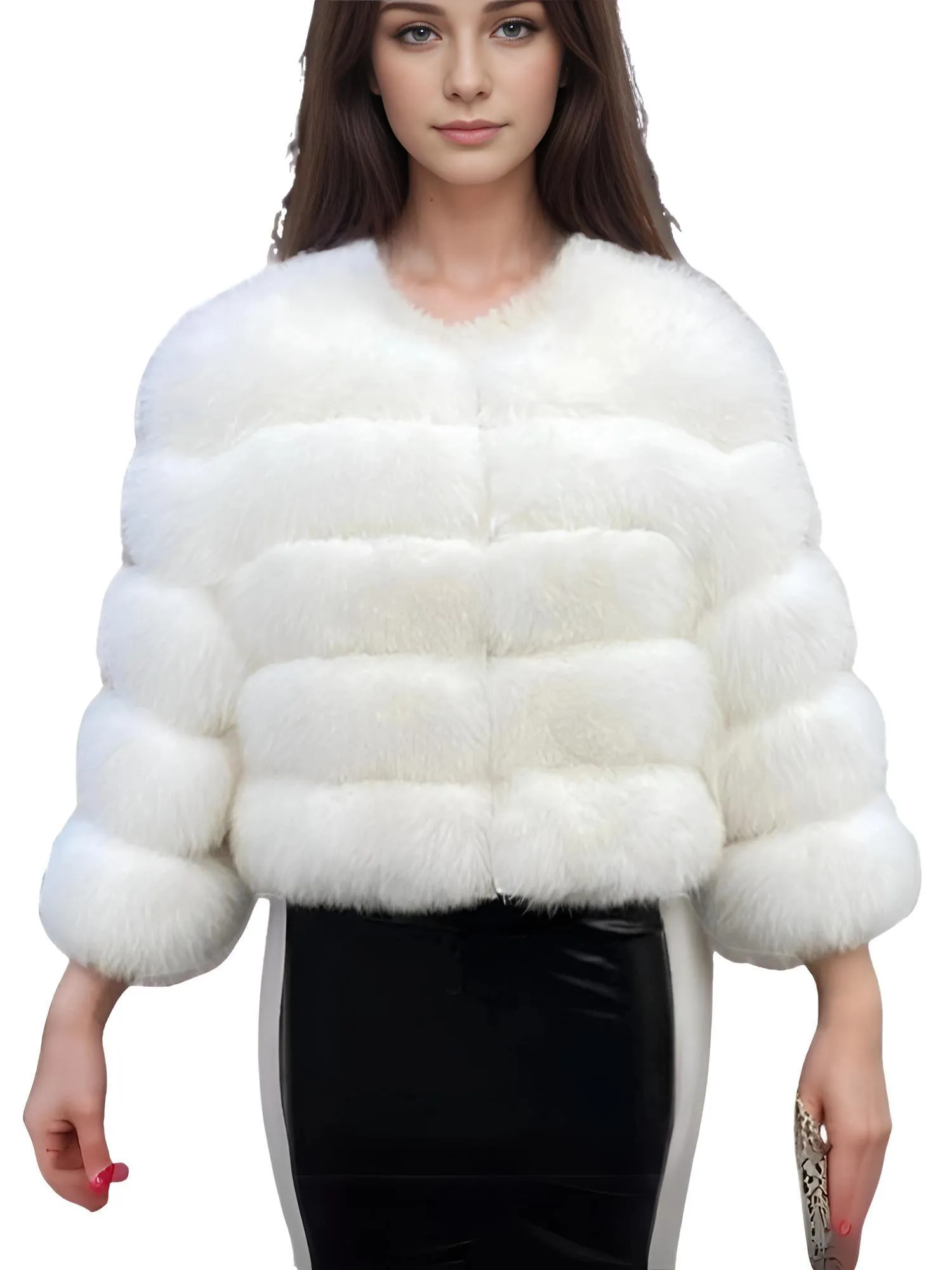 Faux Fur Short Coat Women's Cropped Artificial Fox Fur Jacket Women Winter Fluffy Top Thick Warm Furry Fur Outerwear