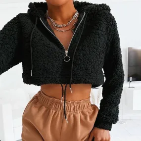 FAUX SHEARLING CROP JACKET