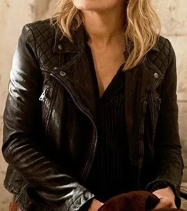 Fear The Walking Dead Madison Clark Distressed Black Quilted Ladies Leather Jacket