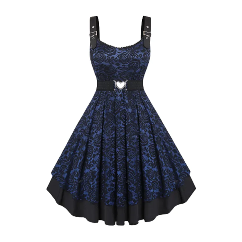 Funki Buys | Dresses | Women's Floral Lace Buckle Strap Dress