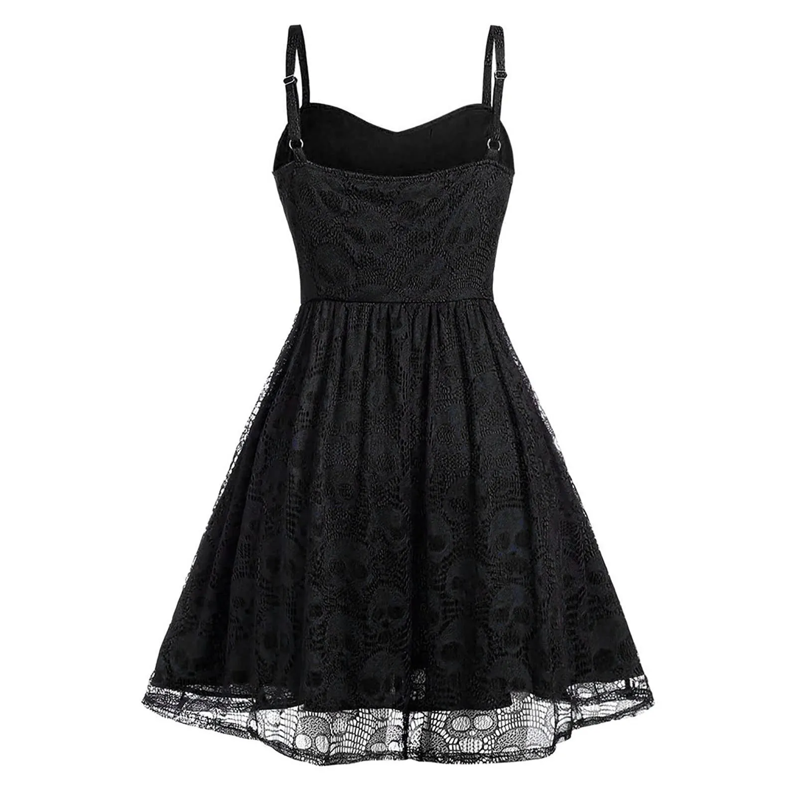 Funki Buys | Dresses | Women's Gothic Skull Lace Mini Dress