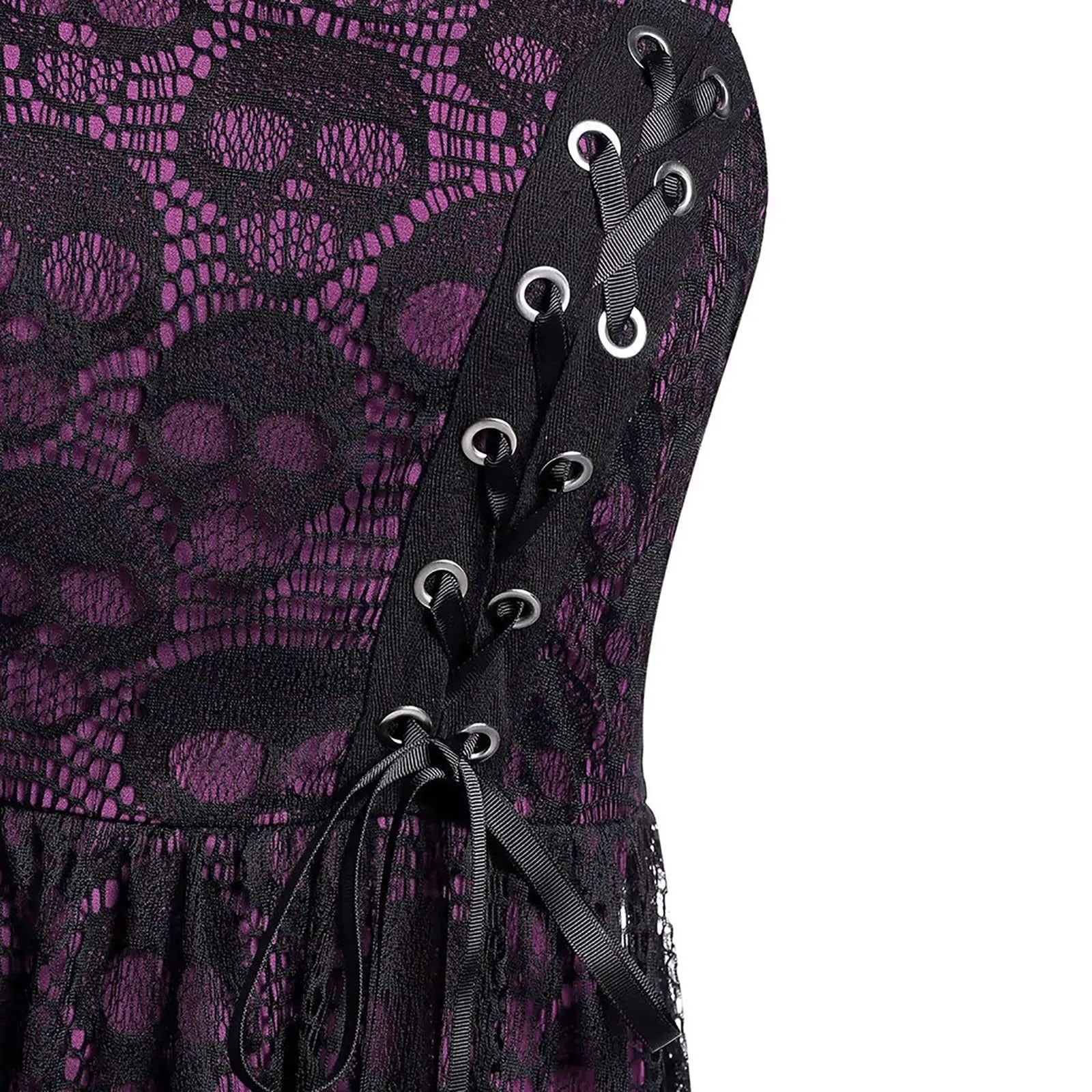 Funki Buys | Dresses | Women's Gothic Skull Lace Mini Dress