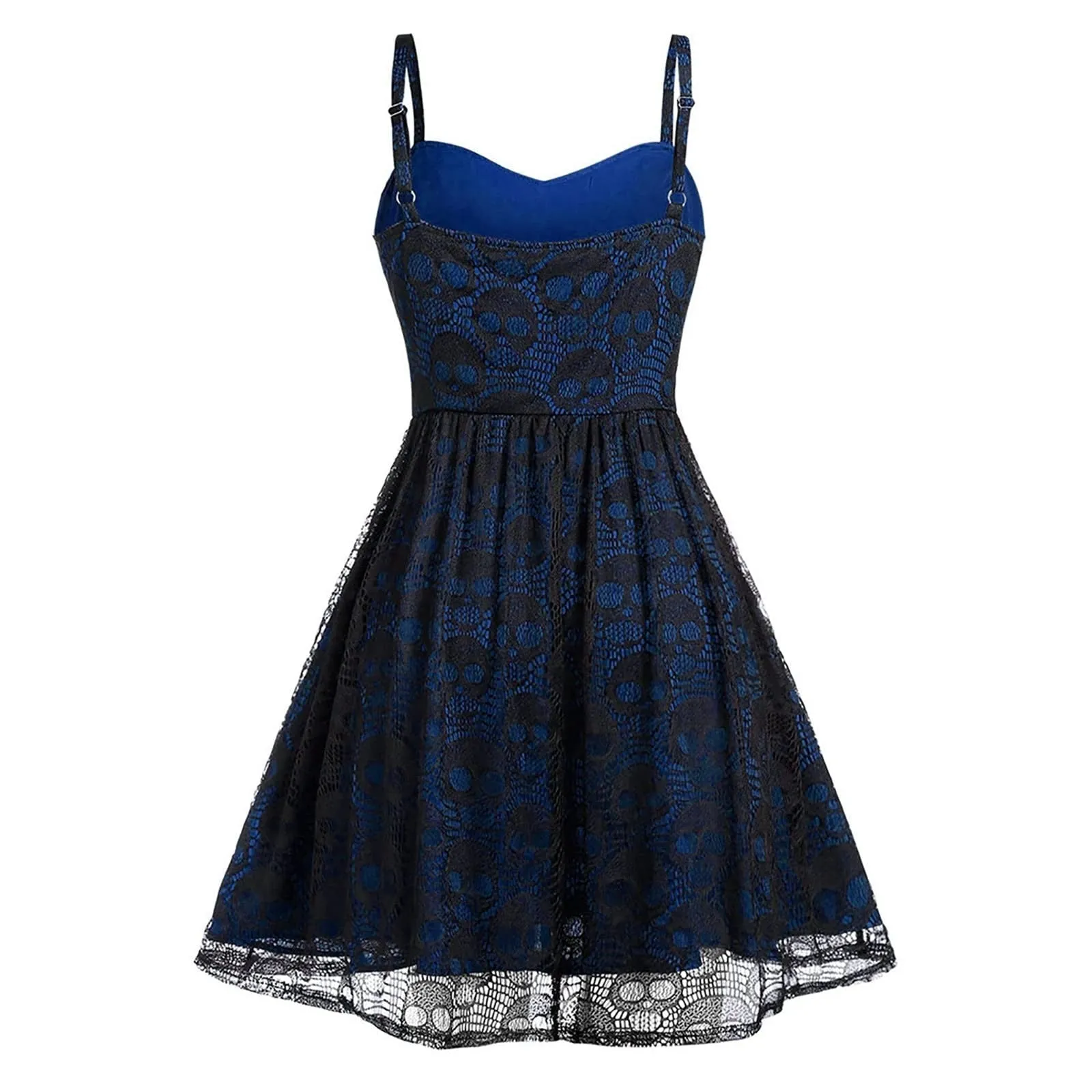 Funki Buys | Dresses | Women's Gothic Skull Lace Mini Dress