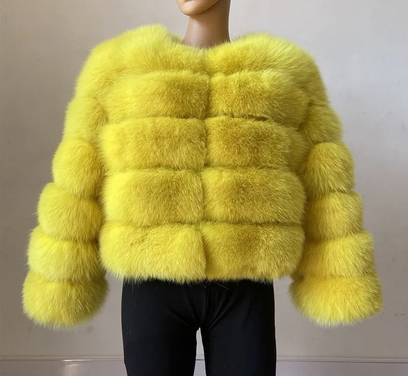 Fur in Faux Fur Coat Women Short Long Sleeve Fur Artificial Fur Coat