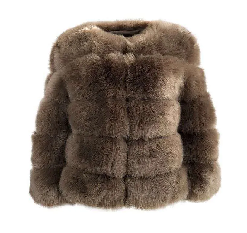 Fur in Faux Fur Coat Women Short Long Sleeve Fur Artificial Fur Coat