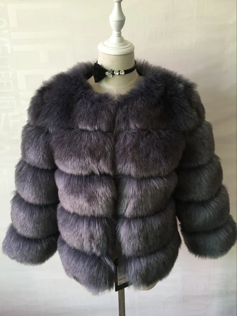 Fur in Faux Fur Coat Women Short Long Sleeve Fur Artificial Fur Coat