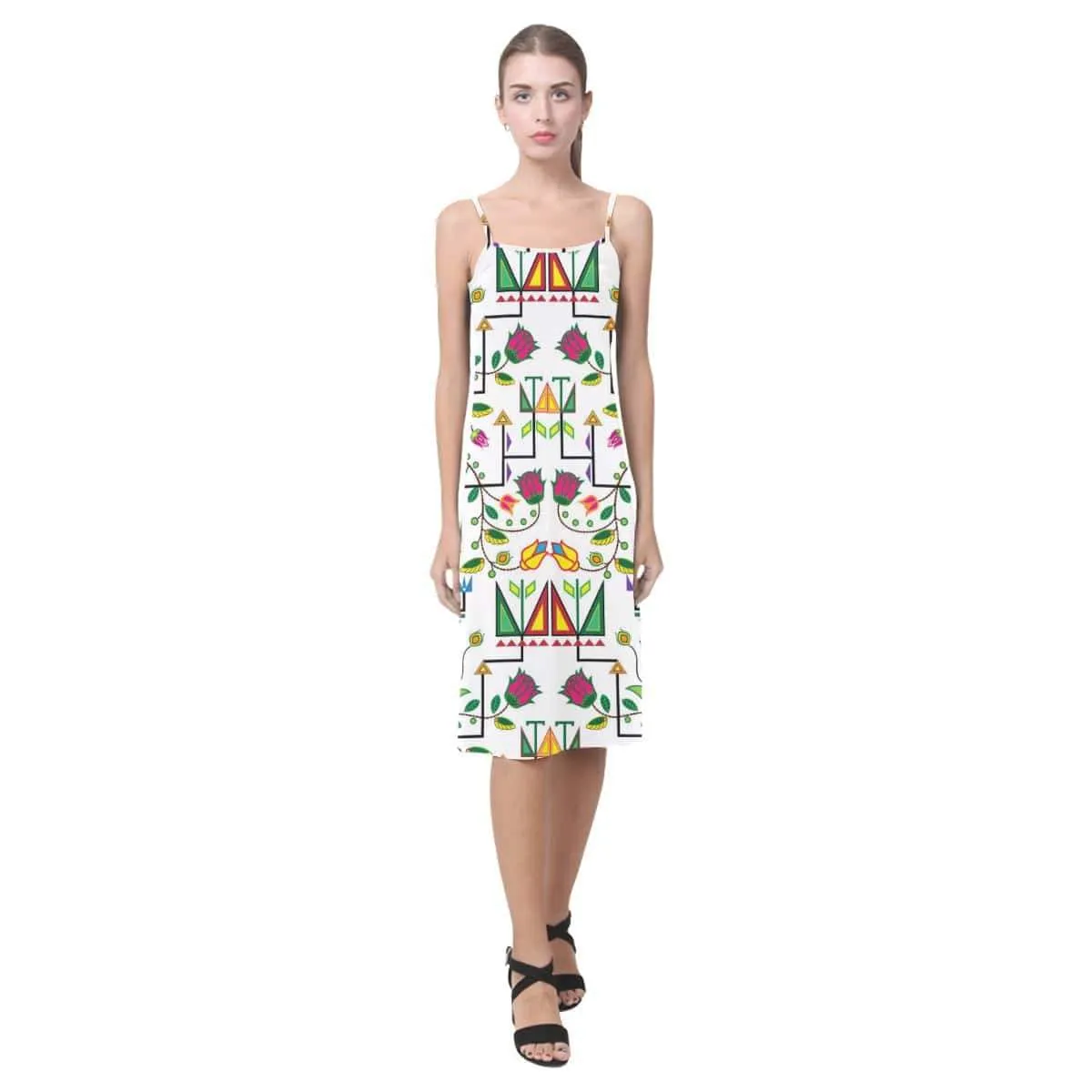 Geometric Floral Summer - White Alcestis Slip Dress