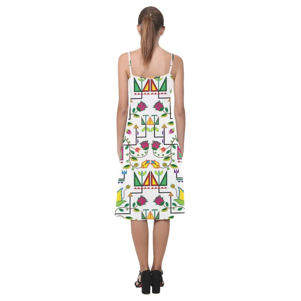 Geometric Floral Summer - White Alcestis Slip Dress