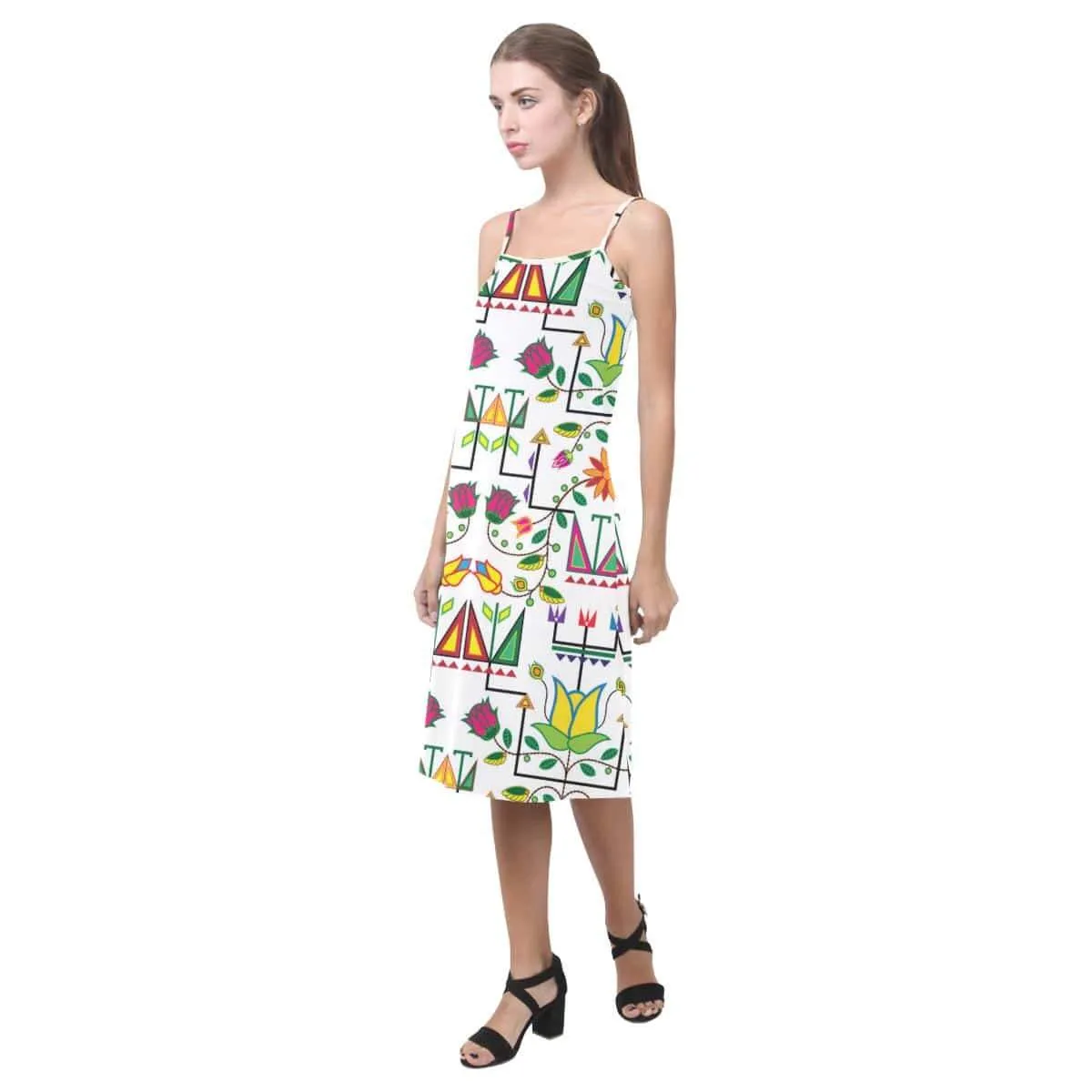 Geometric Floral Summer - White Alcestis Slip Dress