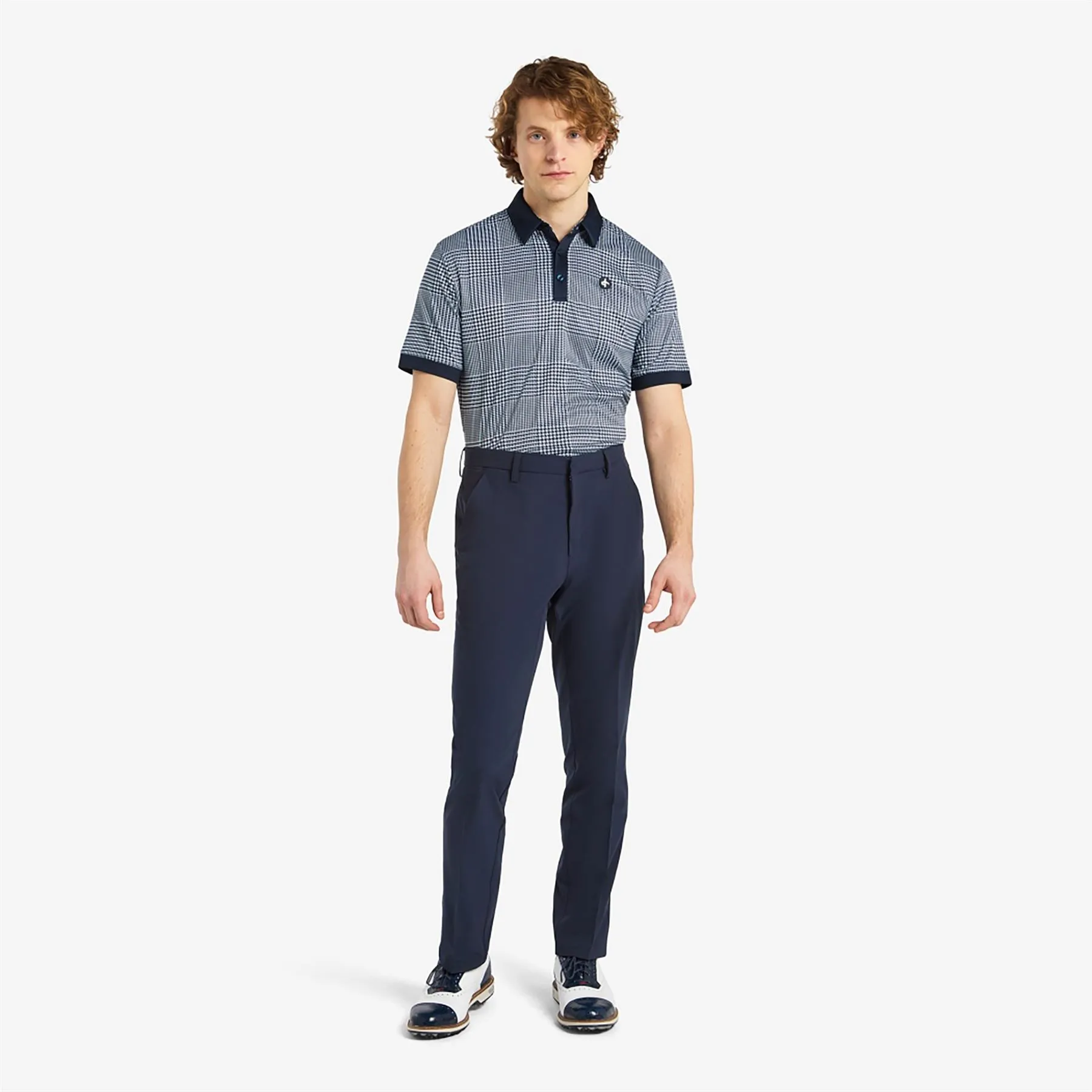 Glencheck Regular Fit Polo Navy - SU24