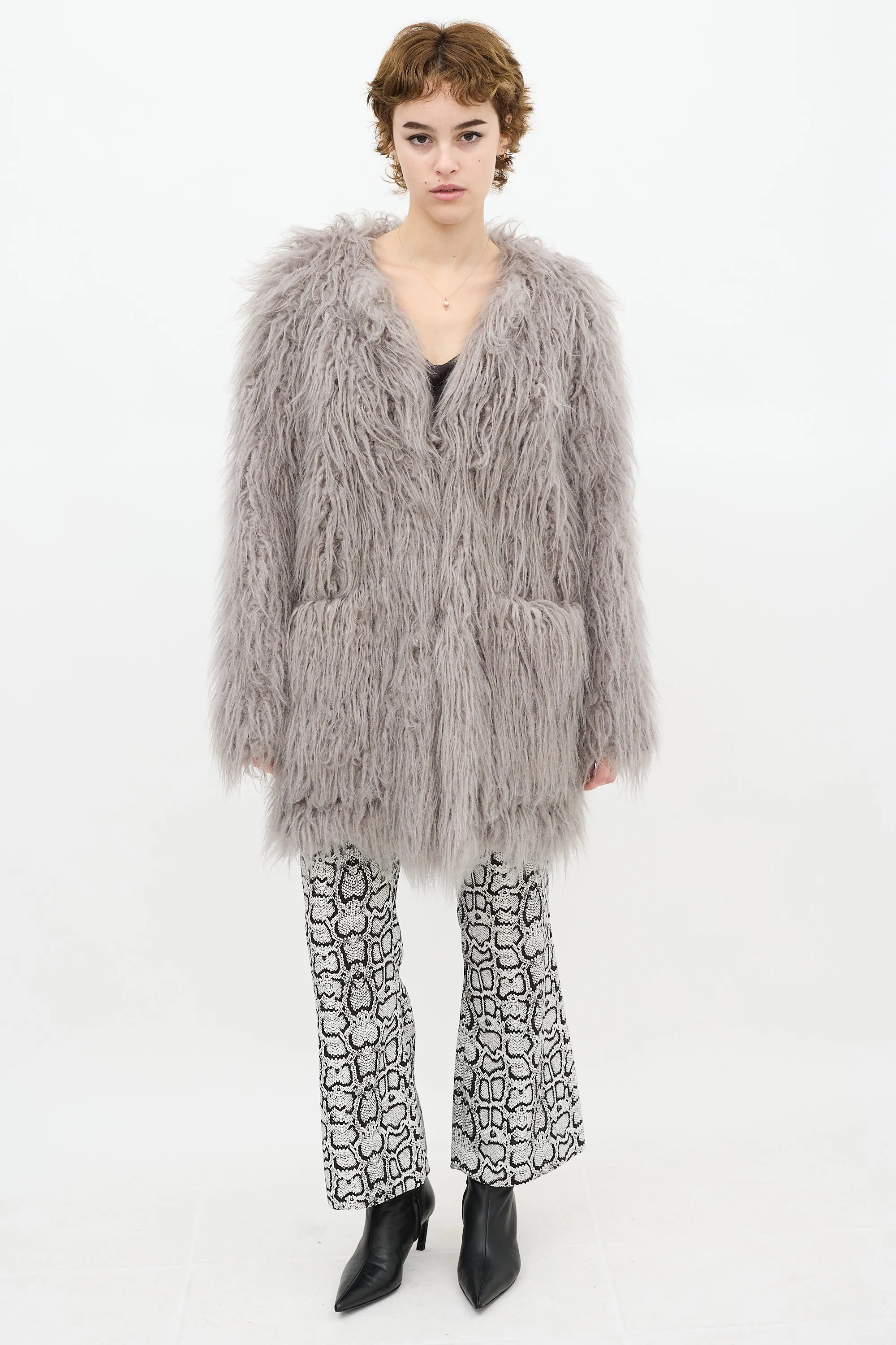 Grey Faux Fur Coat